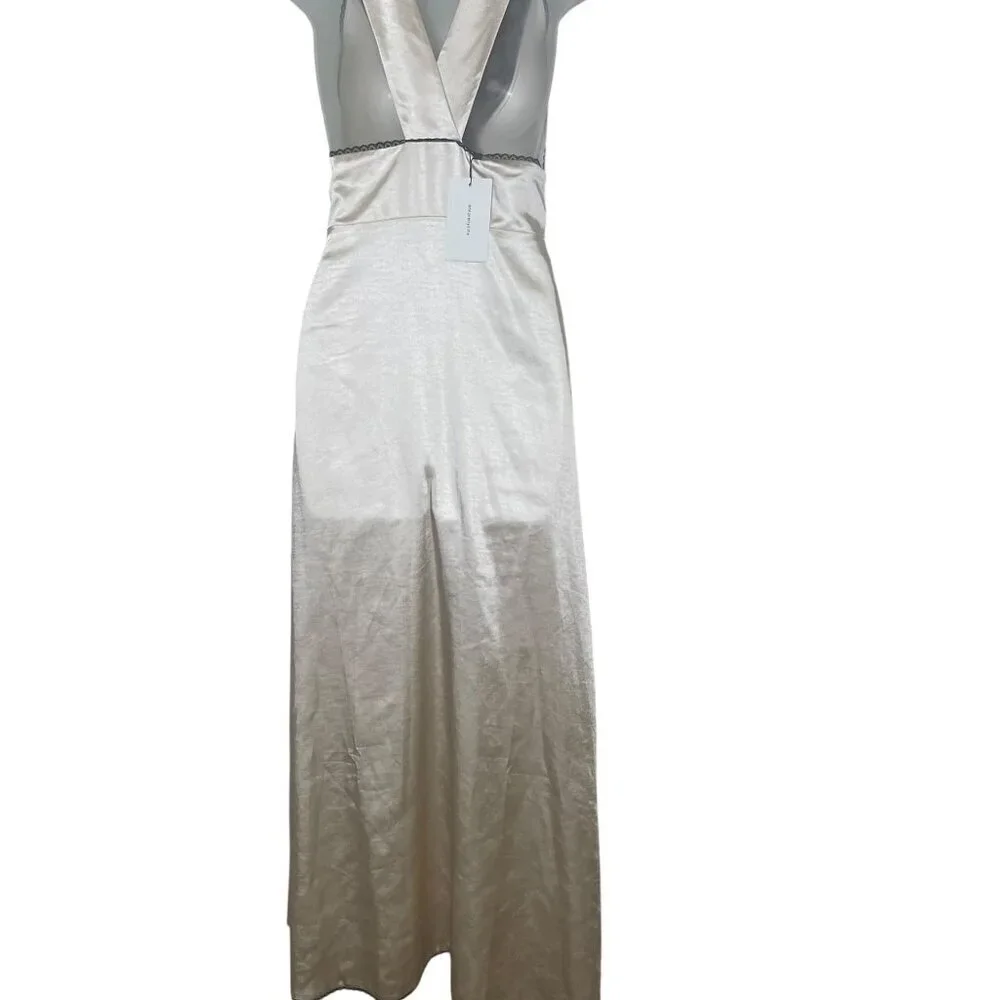 O.P.T. Athina Dress XS Ivory Slip Gown with Black Lace NWT